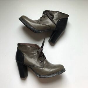Geox Olive Green & Black Heeled Booties